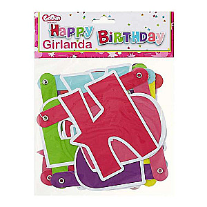 Svētku virtene Happy Birthday - rozā
