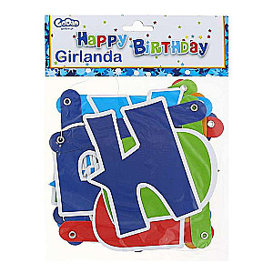 Svētku virtene Happy Birthday - zila