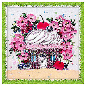 Radošais komplekts mozaīka no spīdumiem "Ķiršu deserts" 30 x 30 cm