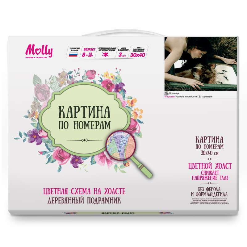 Glezna pēc numuriem 30x40 Krāsains audekls VILKMEITENES 18 krāsas