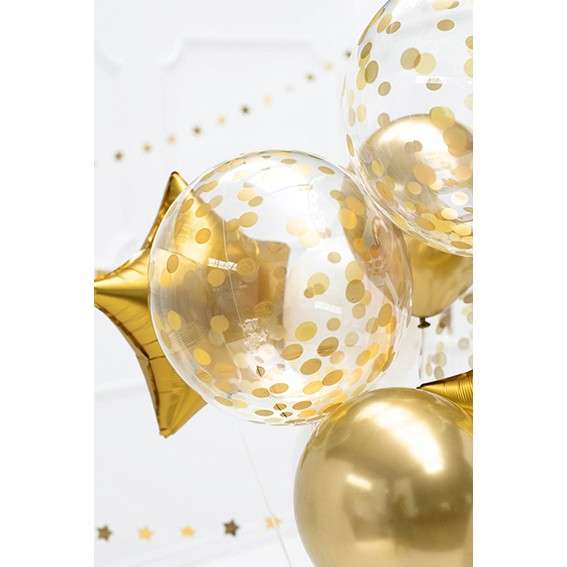 Фольгированный шар Прозрачный конфетти, 40см золотой