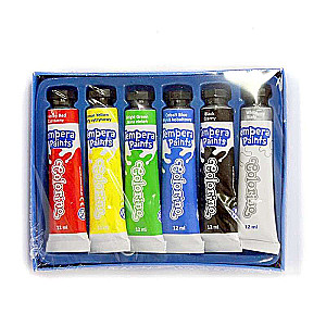 Tempera krāsu komplekts Colorino, 12ml tūbiņas, 6 krāsas