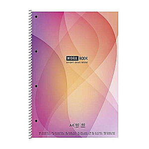 A4 spirālveida piezīmju grāmata, 80 lapas rūtiņās WORK Book, assorti