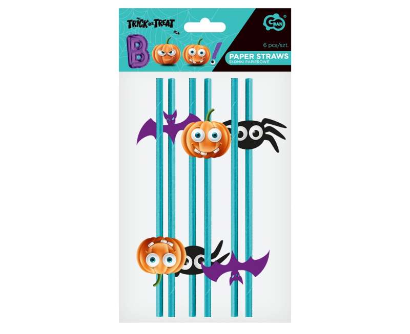 Papīra salmiņi Halloween mix, 6 pcs