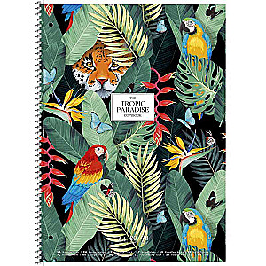 A4 spirālveida piezīmju grāmata, 80 lapas kvadrātā Tropics Paradise, assorti