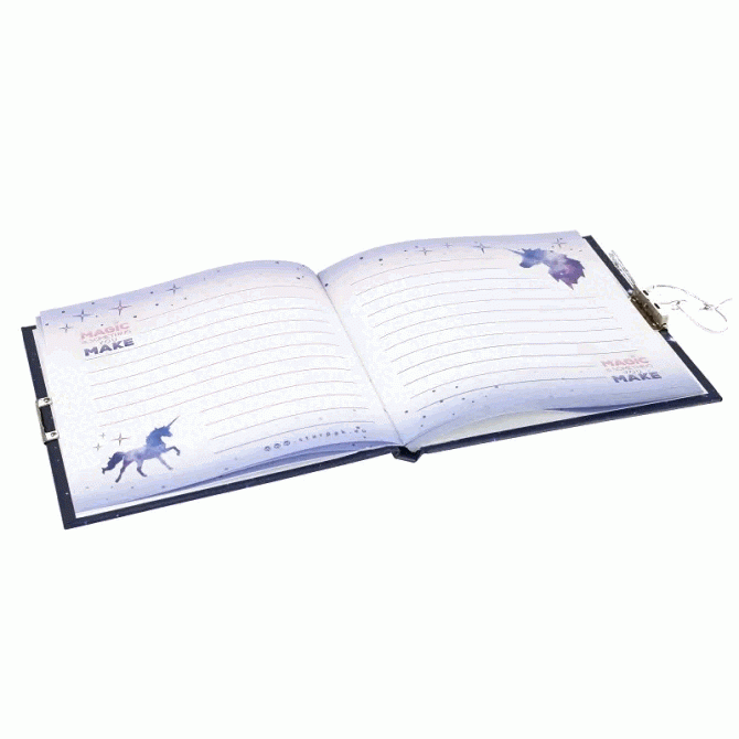 Dienasgrāmata ar atslēgu STARPAK 13,5X13,5cm UNICORN GALALXY