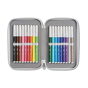 Pildspalvu maciņš ar 3 nodalījumiem un piederumiem 200x130x65 CARIOCA Pencil Case Fluo