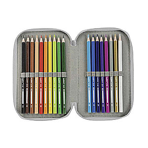 Pildspalvu maciņš ar 3 nodalījumiem un piederumiem 200x130x65 CARIOCA Pencil Case Fluo