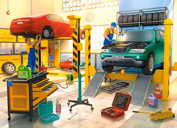 Puzle 100. Automobiļu darbnīca