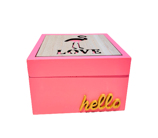 Bižutērijas kastīte - Flamingo, koka