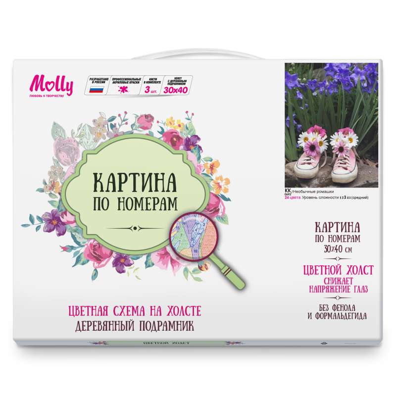 Glezna pēc numuriem  (30х40) Krāsains audekls NEPARASTĀ KUMELĪTE (24 krāsas) 