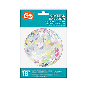 Folijas balons 18 caurspīdīgs ar sirdīm