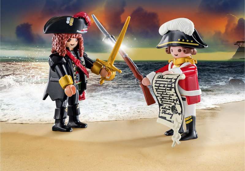 Пират и пехотинец в красном мундире