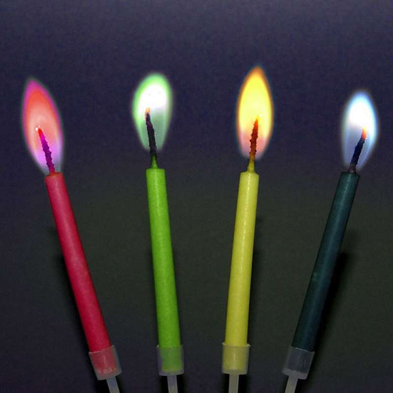 Svece "Daudz laimes dzimšanas dienā" ar krāsainu liesmu 5 gab.