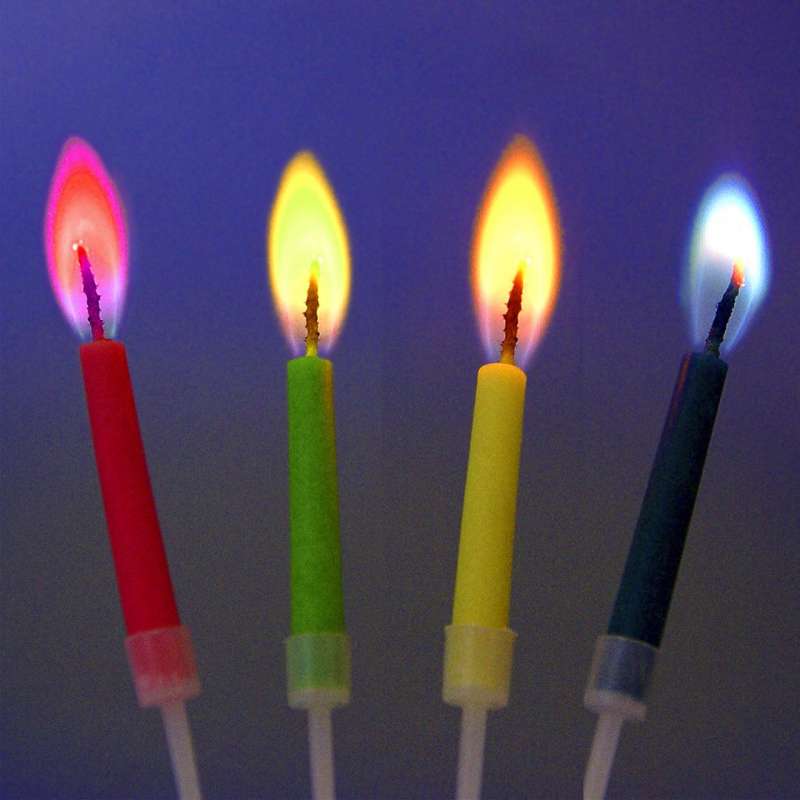 Svece "Daudz laimes dzimšanas dienā" ar krāsainu liesmu 12 gab.