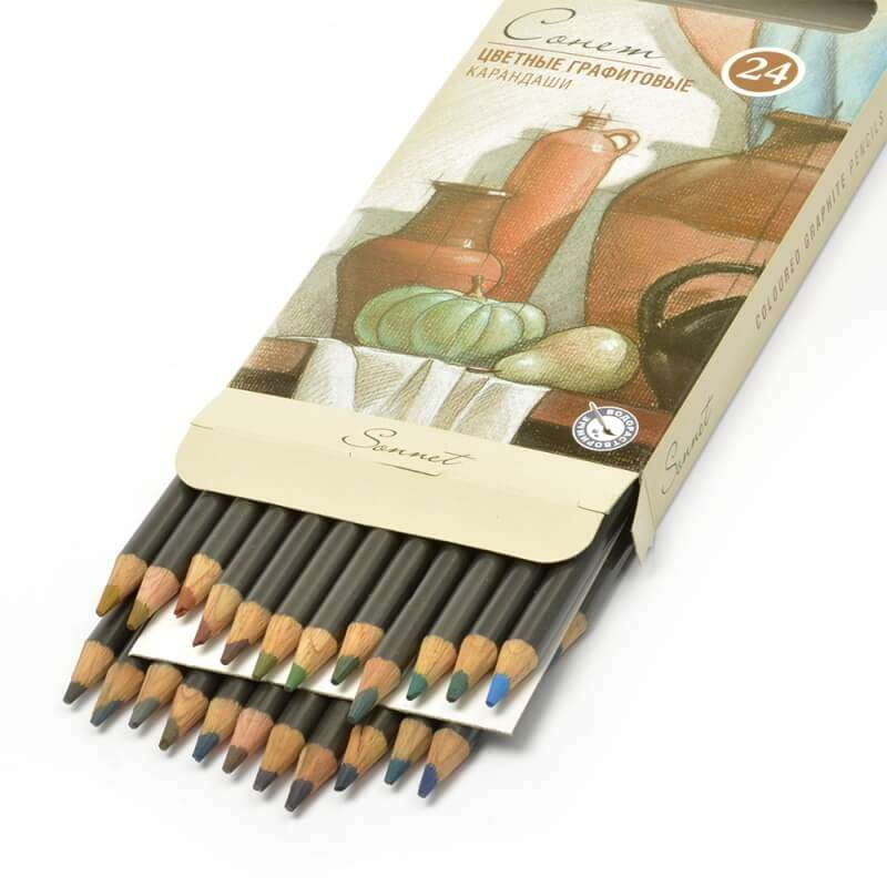 Набор цветных графитовых карандашей, 24 цв 