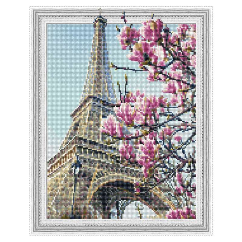 Картина 3D мозаика с нанесенной рамкой (40х50) ВЕСНА В ПАРИЖЕ (29 цветов) 