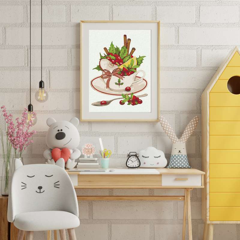 Glezna pēc numuriem 20x30 TĒJA AR GARŠĪGĀM UZKODĀM (18 krāsas)