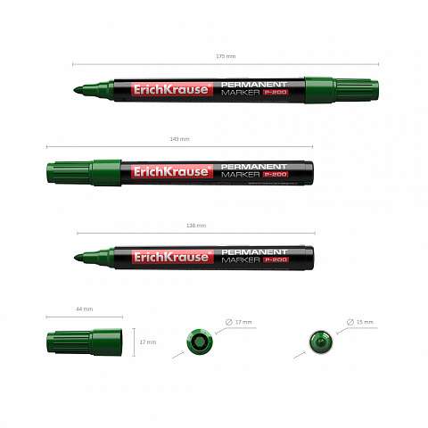 Перманентный маркер ErichKrause P-200, цвет чернил зеленый 