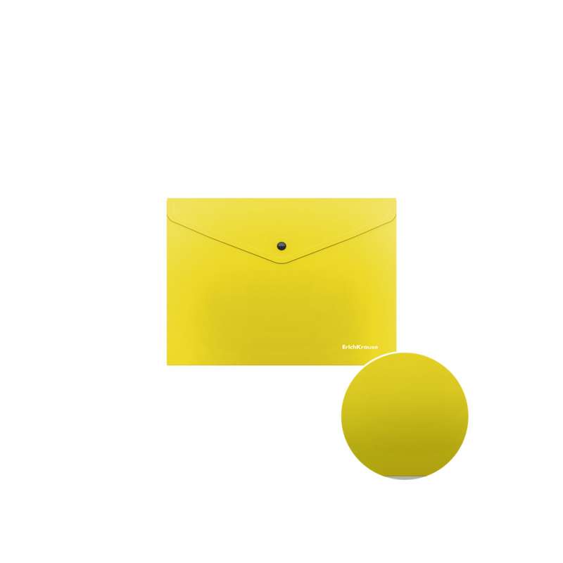 Папка-конверт на кнопке пластиковая ErichKrause Glossy Neon, полупрозрачная, C6, ассорти
