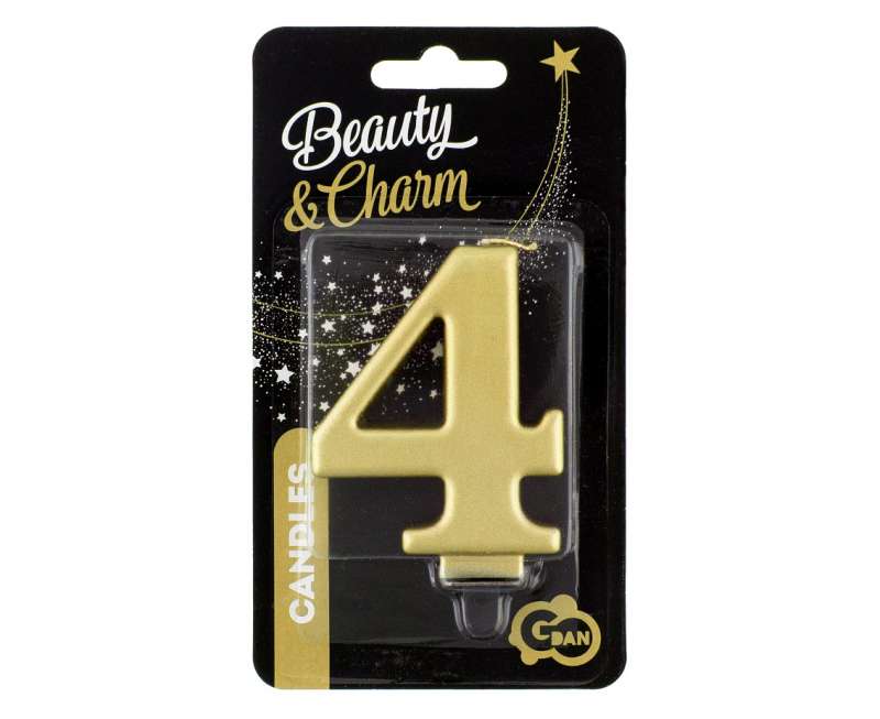 Svečs tortam "4" Zelta metāls 8,0 cm