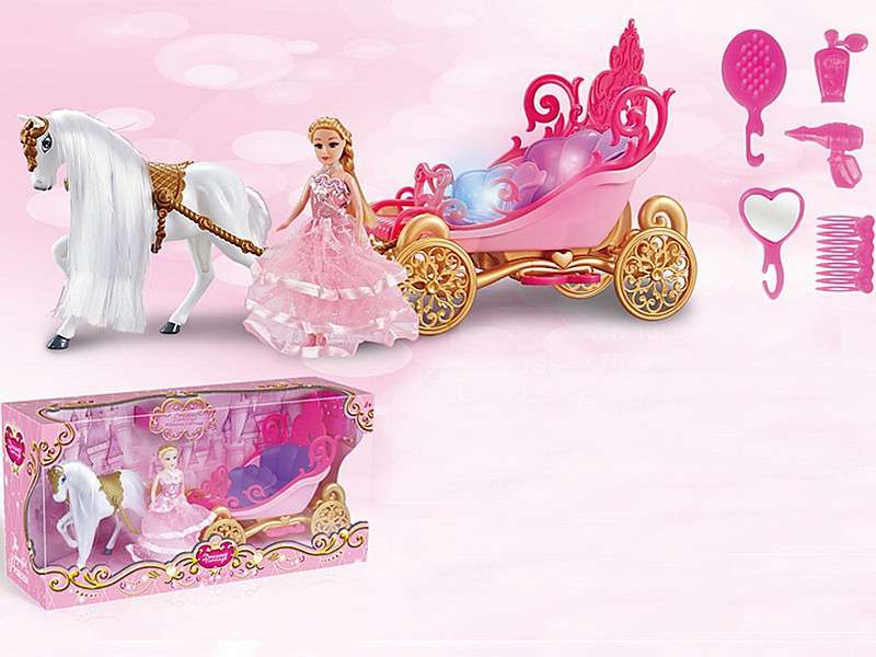 Princes kariete ar lelli un vienradzi, rozā