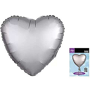 Folijas balons Sirds sudrabs metālisks 17