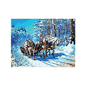 Glezna pēc numuriem uz koka 40х50 cm - TRIJOTNE