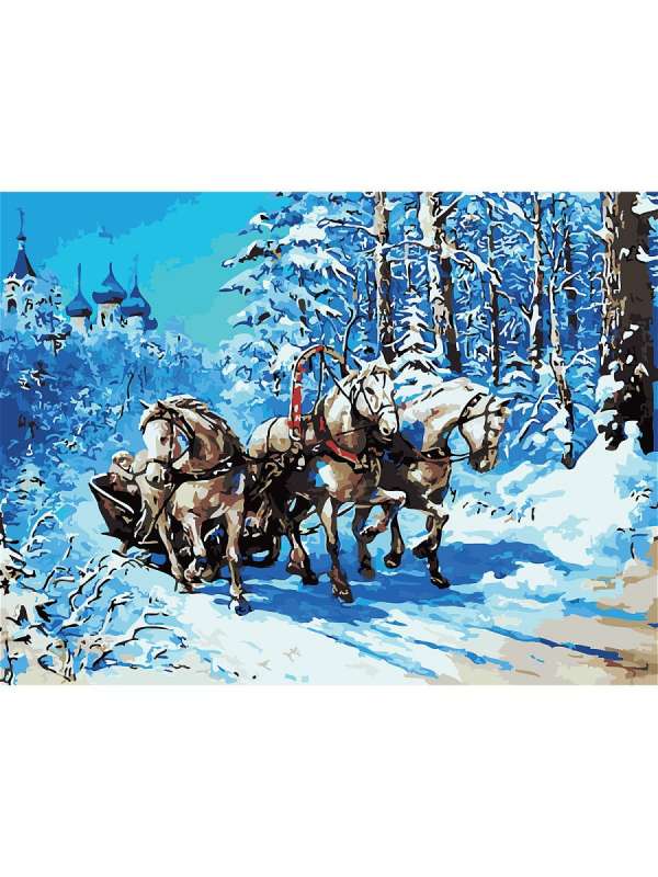 Glezna pēc numuriem uz koka 40х50 cm - TRIJOTNE