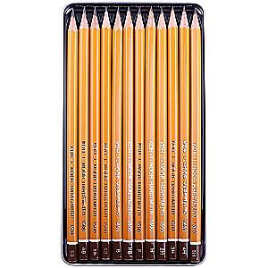 Zīmuli komplekts č/g Koh-I-Noor 1500 Graphic, 12gab., 5B-5H, asināti, metāla kārba