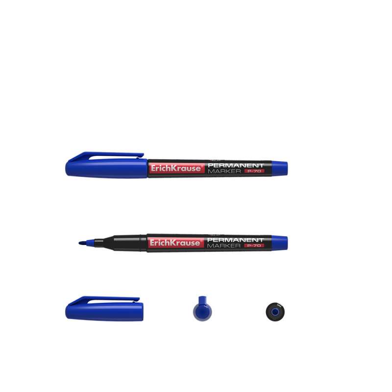 Перманентный маркер ErichKrause P-70, цвет чернил синий 