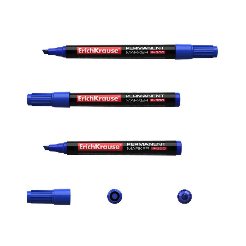 Перманентный маркер ErichKrause P-300, цвет чернил синий 