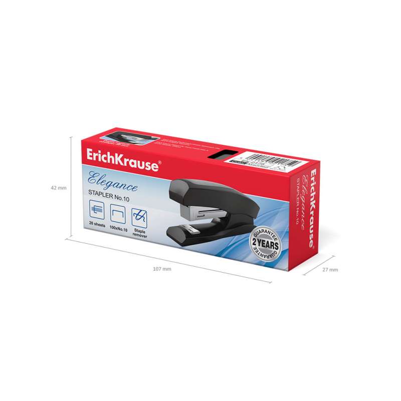 Stapleris №10 ErichKrause Elegance līdz 20 lapām, assorti