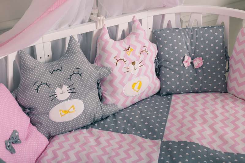 Комплект постельного белья 10 предметный «Котята» (розовый) 