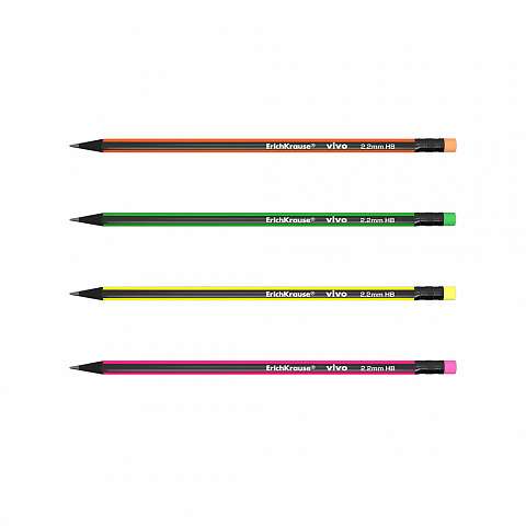 Чернографитный трехгранный карандаш с ластиком ErichKrause VIVO HB