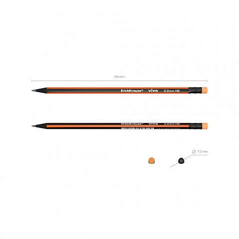 Чернографитный трехгранный карандаш с ластиком ErichKrause VIVO HB