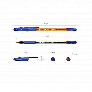 Rokas pildspalva ErichKrause R-301 Amber Stick&Grip 0.7, tintes krāsa zila