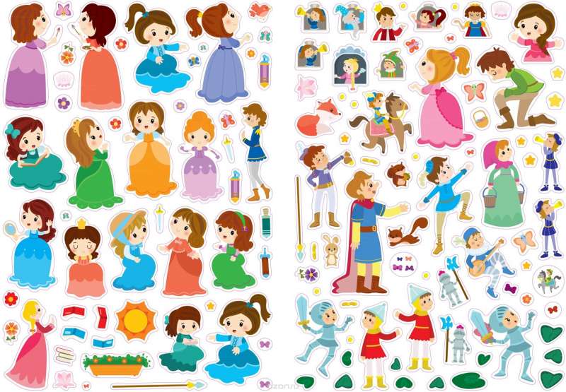 600 uzlīmes. Princeses un bruņinieki