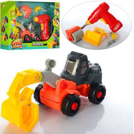 Bērnu plastmasas konstruktors "Traktors ar instrumentiem"
