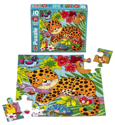 IQ Puzle MAXI 20 gab. Leopards spilgtajos džungļos
