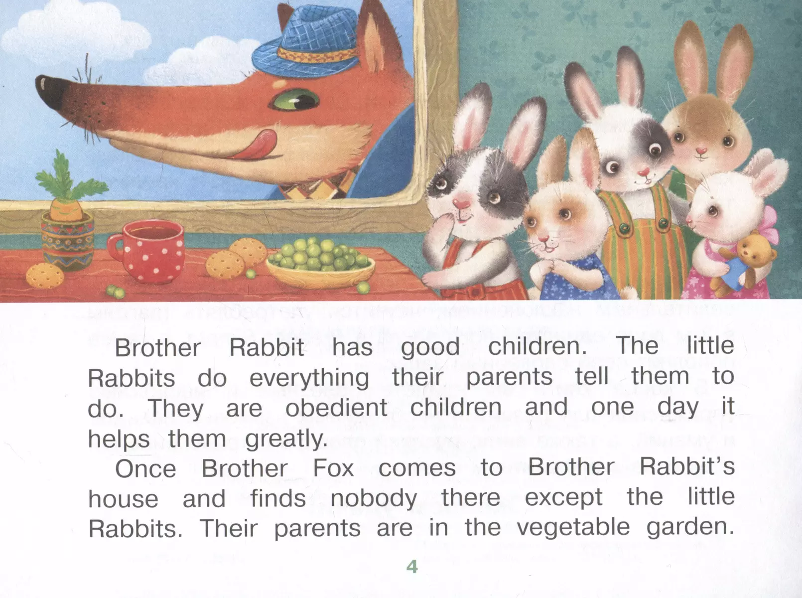 Читаем вместе. 1 уровень. Маленькие крольчата и Братец Лис. 1 уровень. на английском языке