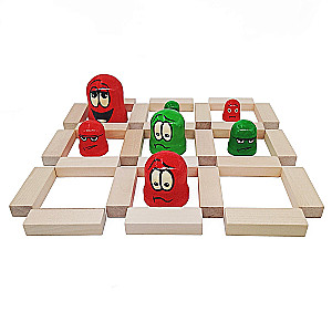 Galda spēle - (3 vienā) Mini tornis, Domino, Tic-tac-toe