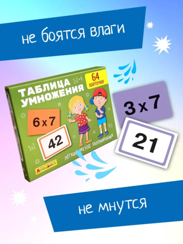 Attīstošo kartīšu komplekts bērniem Reizināšanas tabula