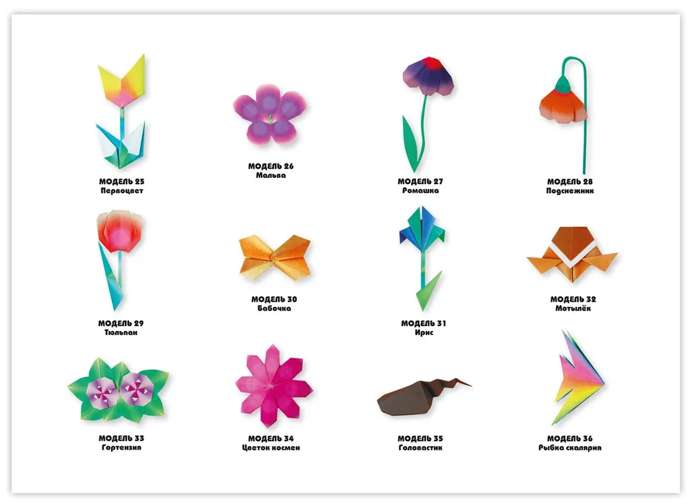 Оригами для начинающих (с набором цветной бумаги). 30 моделей
