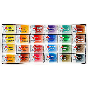 Akvareļu mākslas krāsu komplekts Leningrad №1 kartonā, 24 krāsas, kyuveitēs pa 2,5 ml.