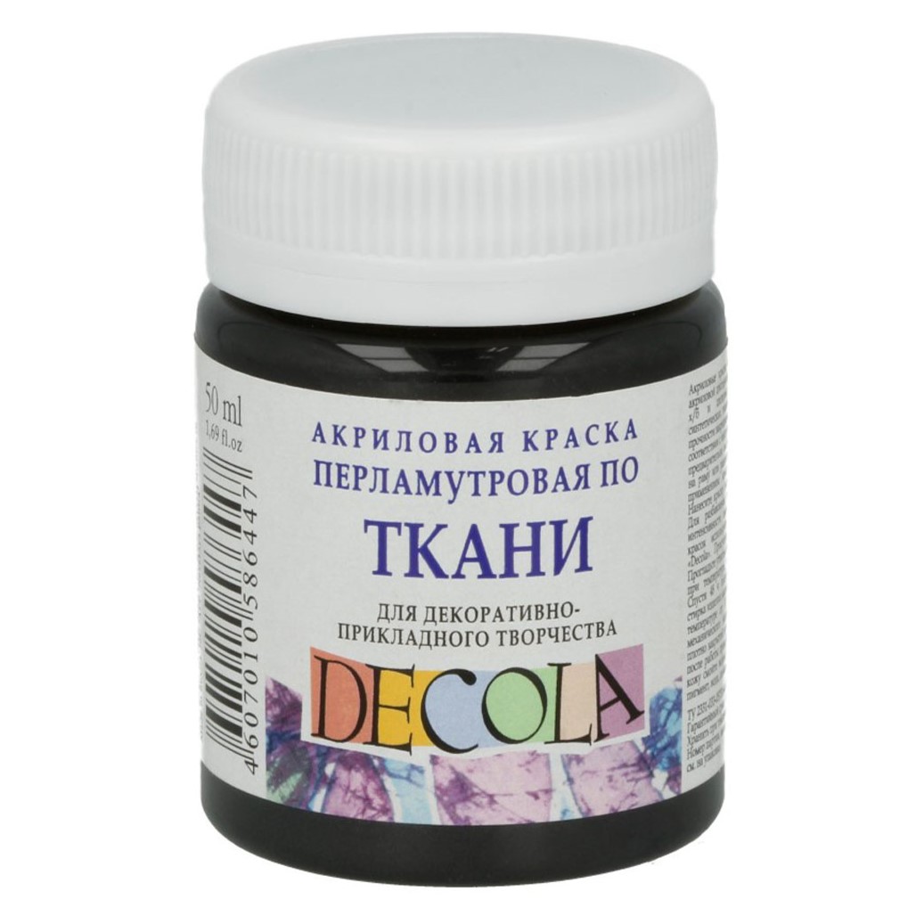 Akrila auduma krāsa dekoratīvai mākslai "Decola", 50 ml., perlamutra melna