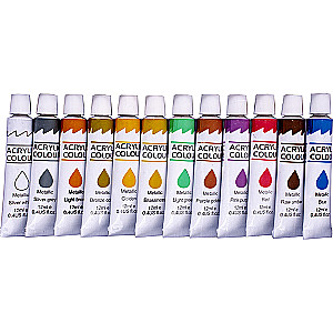 Akrila krāsas Centrum Metallic - 12 krāsas x 12 ml
