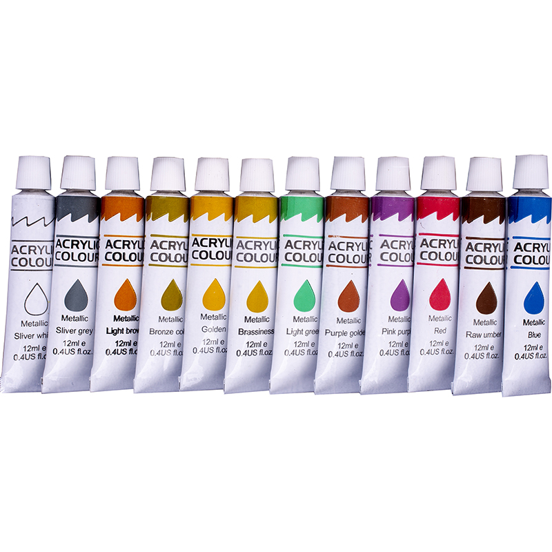 Akrila krāsas Centrum Metallic - 12 krāsas x 12 ml