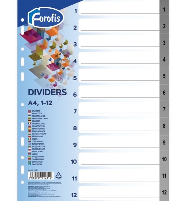 Dividers A4 FOROFIS 0.13 mm "1-12"