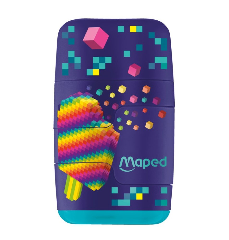 Sharpener with container + eraser MAPED "Pixel Party"